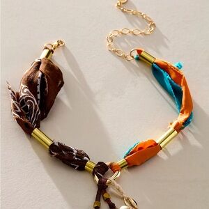 Gold and Multicolor Scarf Necklace